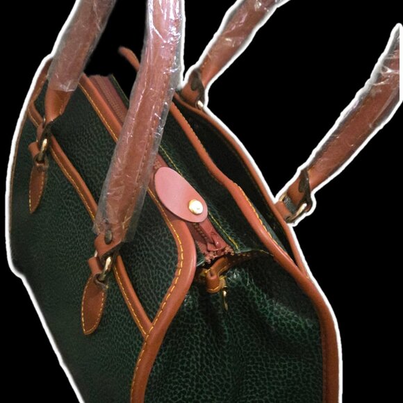 Vintage Dooney & Bourke AWL Satchel - Forest Green & Tan - Picture 6 of 8